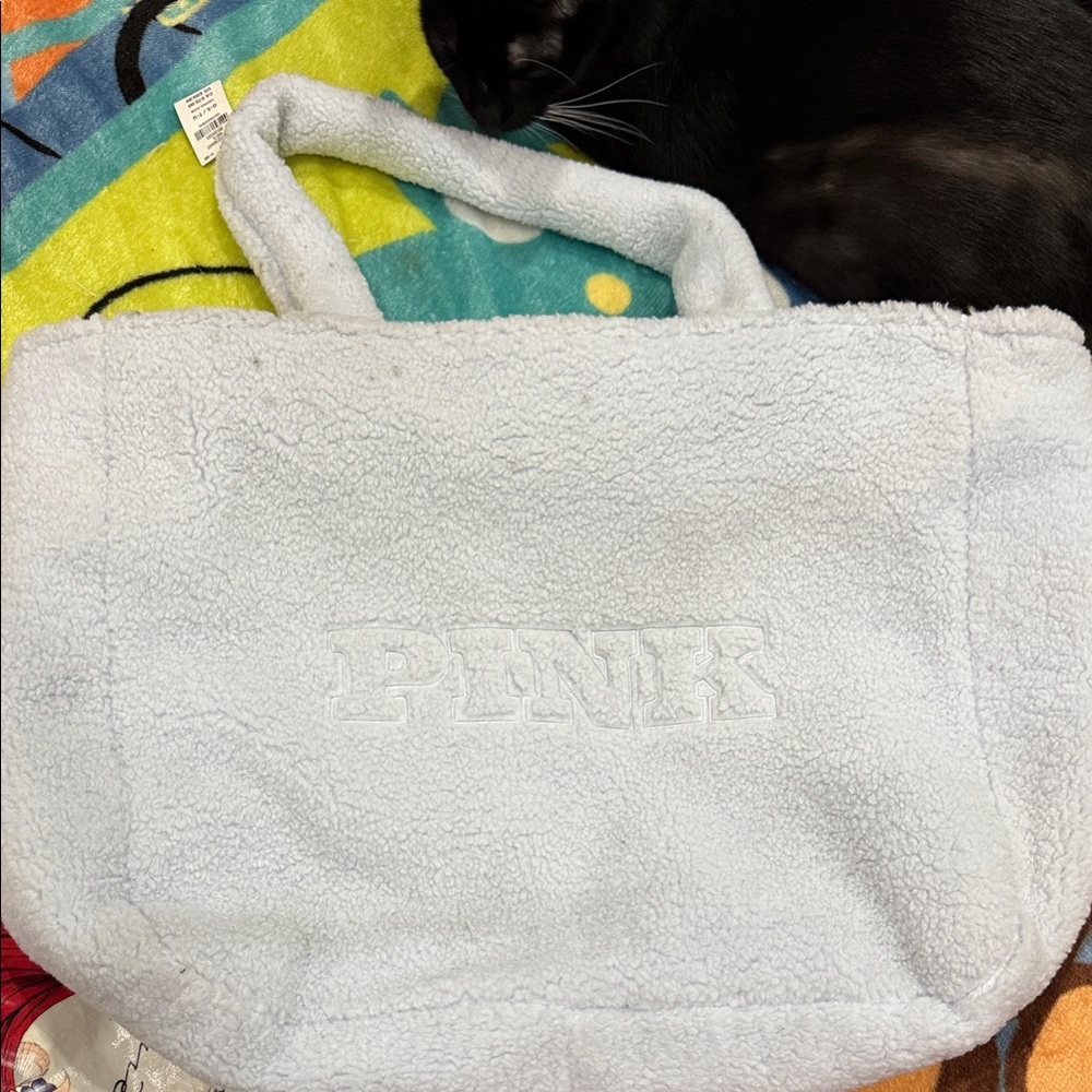 PINK Victoria's Secret blue Sherpa Bag